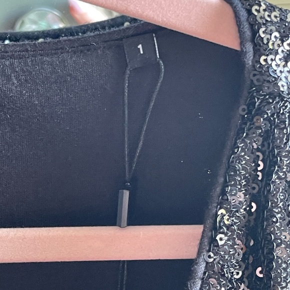 NWT The Kooples Black Sequin Draped Mini Dress - Picture 7 of 10